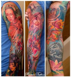Geisha Buddha tattoo by Remis Tattoo