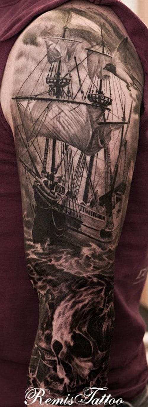 Fullrigged ship done at Everybody Tattoo in Salt Lake City Utah  r tattoos
