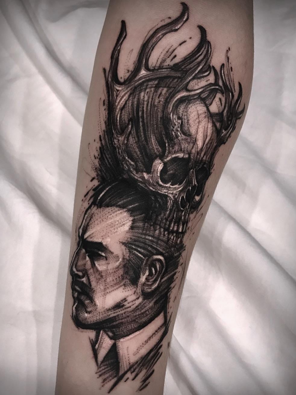 #Varo #VaroTattooer #gringo #sketchstyle #pontilhismo #dotwork #homem #man #skull #caveira #cranio #blackwork