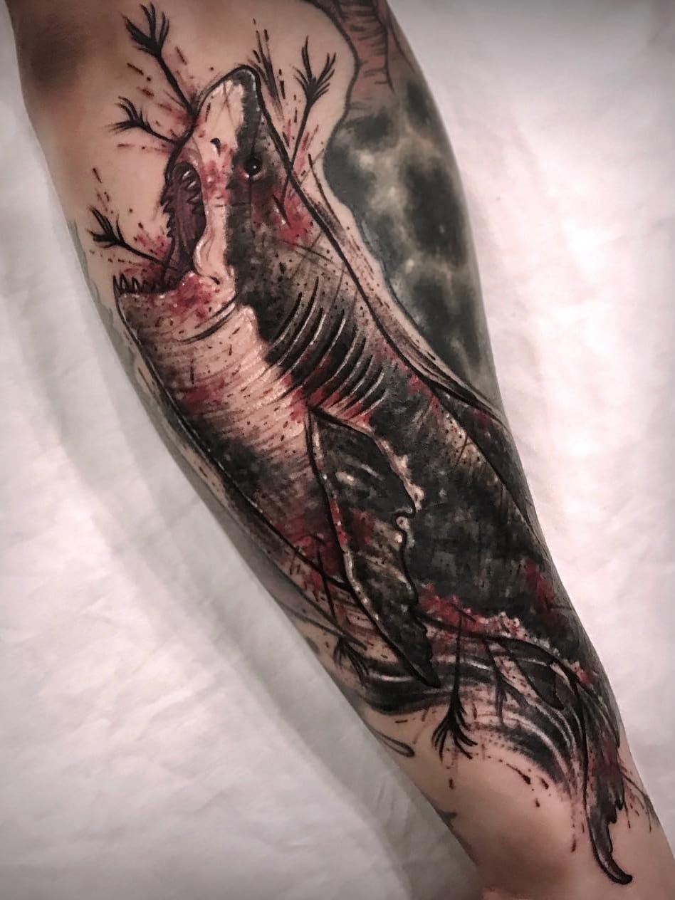 #Varo #VaroTattooer #gringo #pontilhismo #dotwork #tubarao #shark #flecha #arrow #neotraditional #sketchstyle