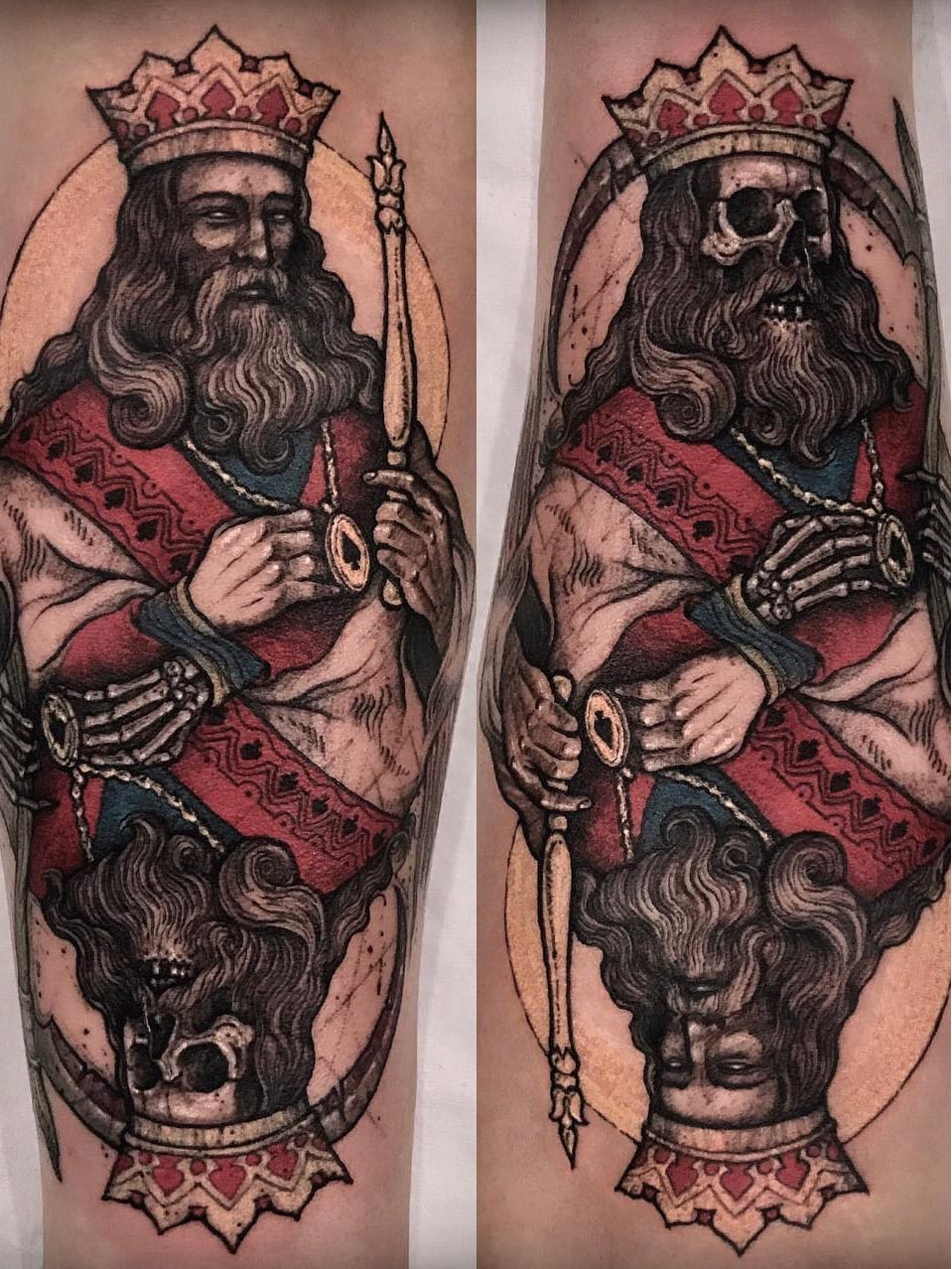 #Varo #VaroTattooer #gringo #pontilhismo #dotwork #neotraditional #colorido #colorful #rei #kink #skull #caveira #homem #man