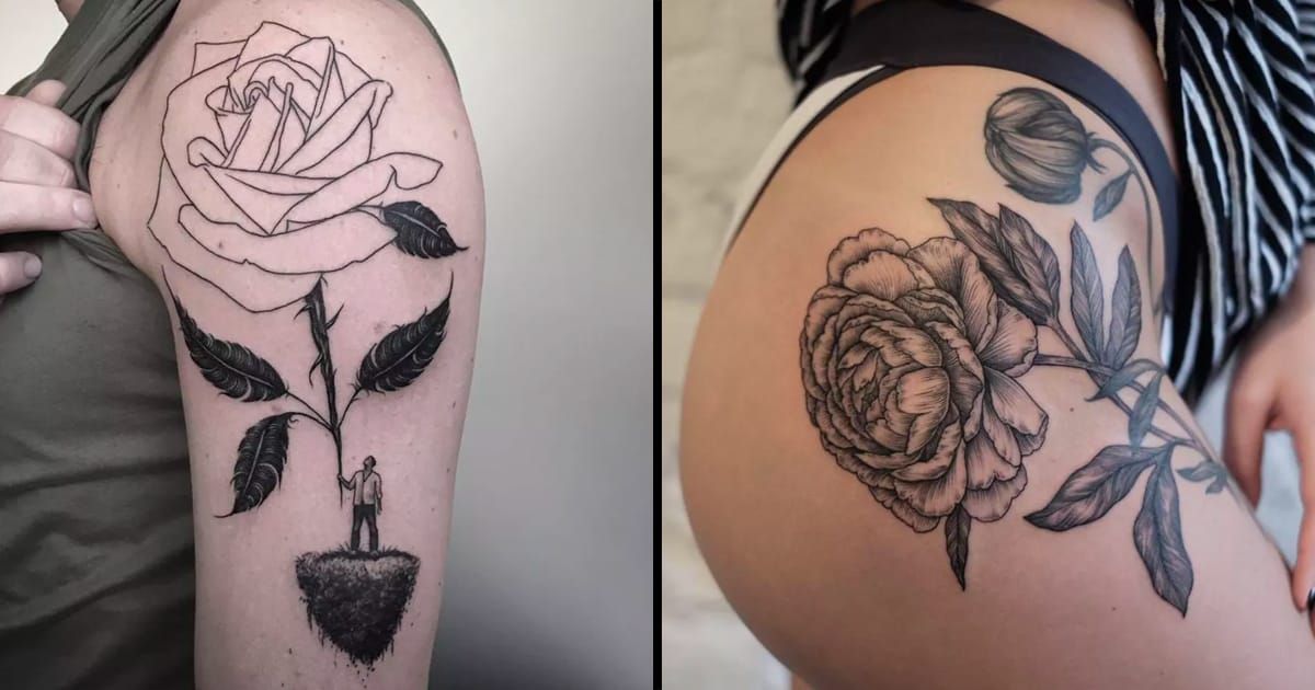 A Bouquet of Black Flower Tattoos • Tattoodo