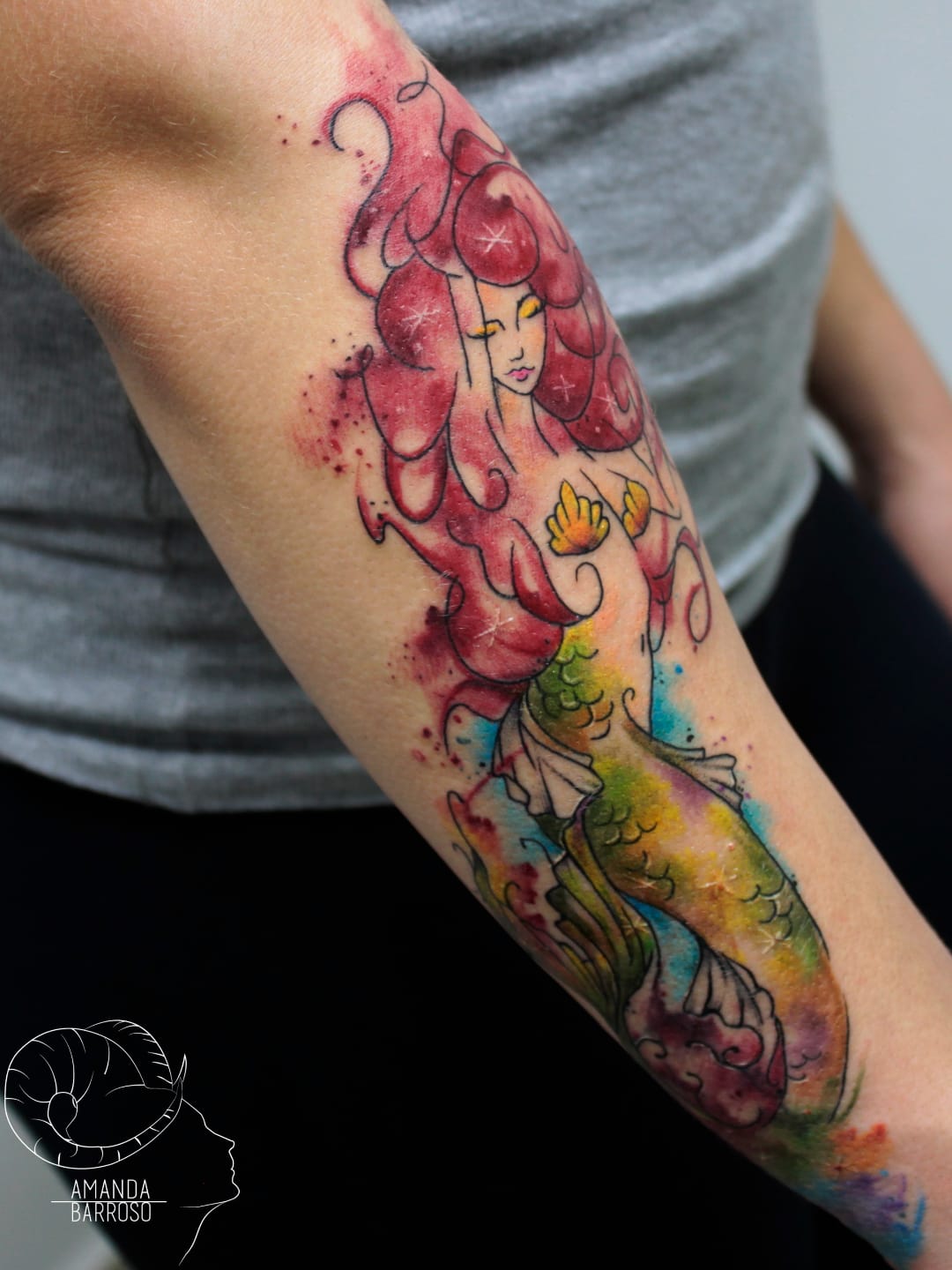 #AmandaBarroso #brasil #brazil #brazilianartist #TatuadorasDoBrasil #watercolor #aquarela #colorido #colorful #sereia #mermaid