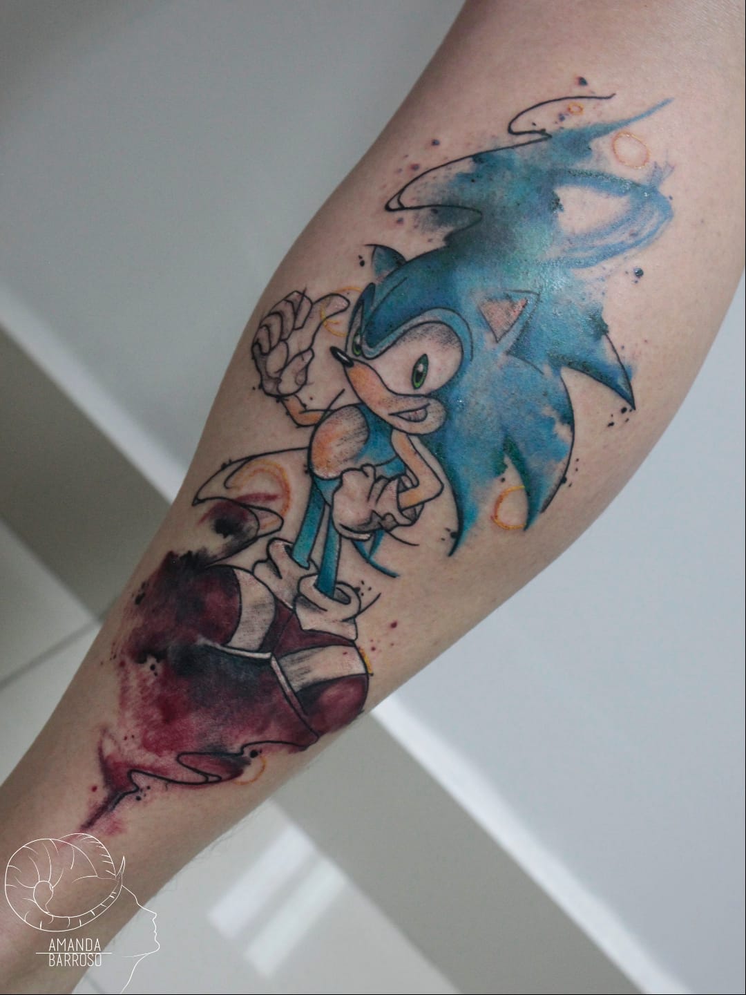 #AmandaBarroso #brasil #brazil #brazilianartist #TatuadorasDoBrasil #watercolor #aquarela #colorido #colorful #sonic #game #jogo #nerd #geek #desenho #animação #comics