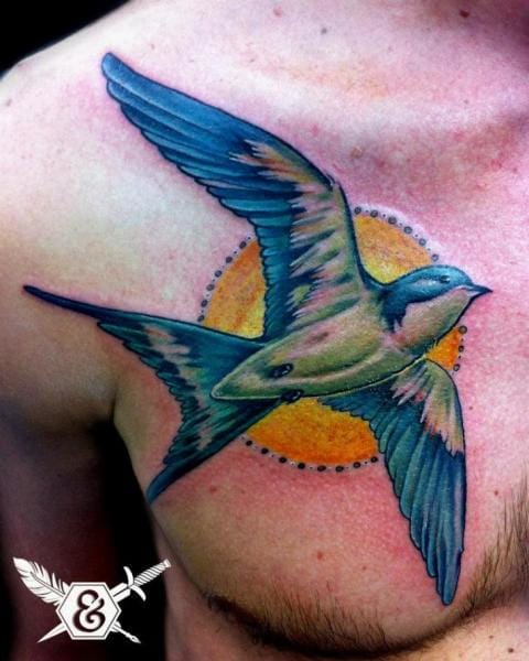 Swallow tattoo by Ink and Dagger Tattoo #swallow #swallows #bird #InkAndDaggerTattoo #dotwork