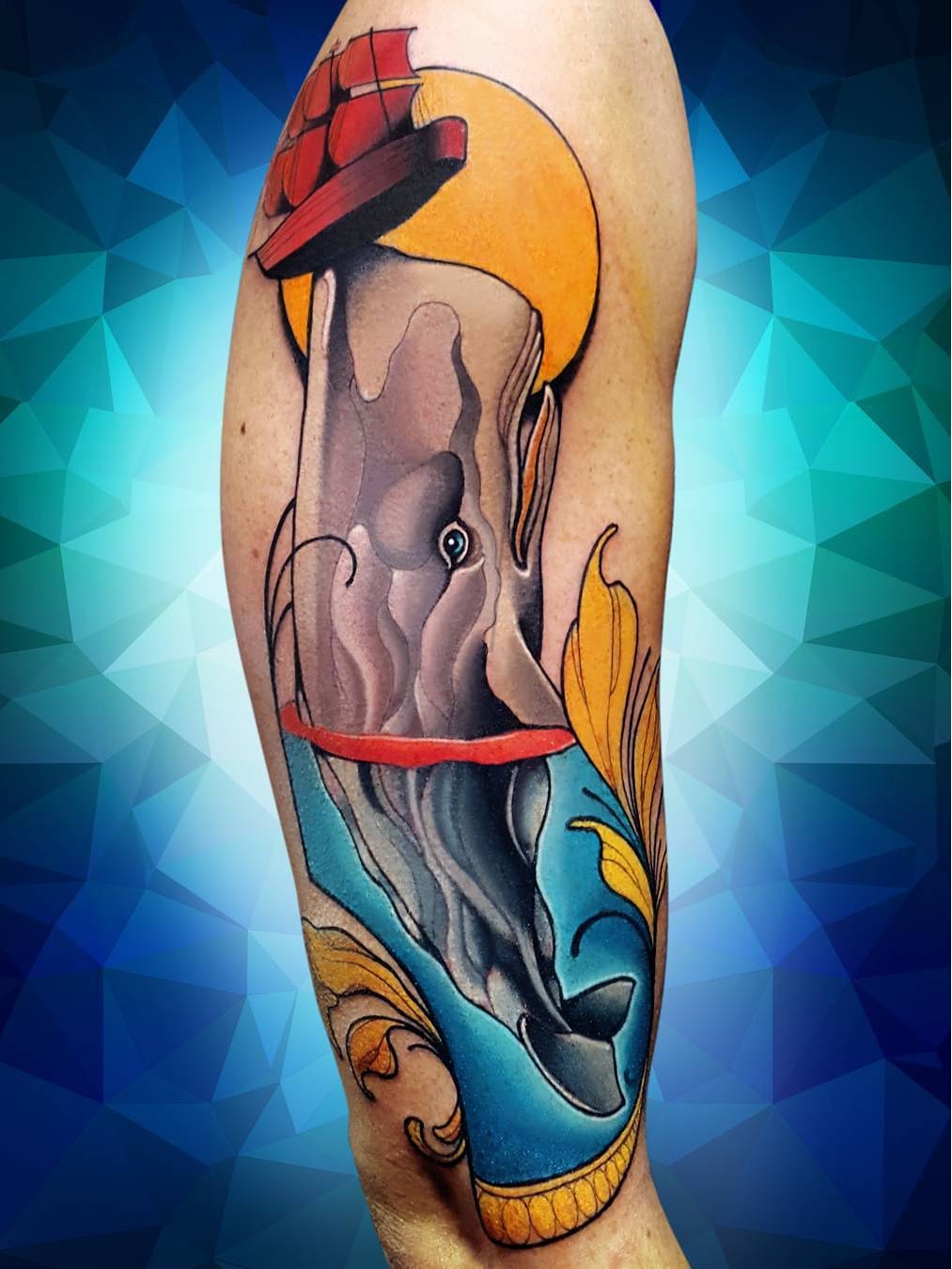 #NiktheRookie #gringo #neotraditional #neotrad #colorido #colorful #baleia #whale #navio #ship #barco #boat