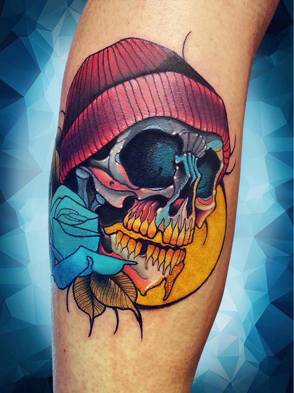 #NiktheRookie #gringo #neotraditional #neotrad #colorido #colorful #skull #caveira #cranio #flor #flower #rose #rosa #folha #leaf