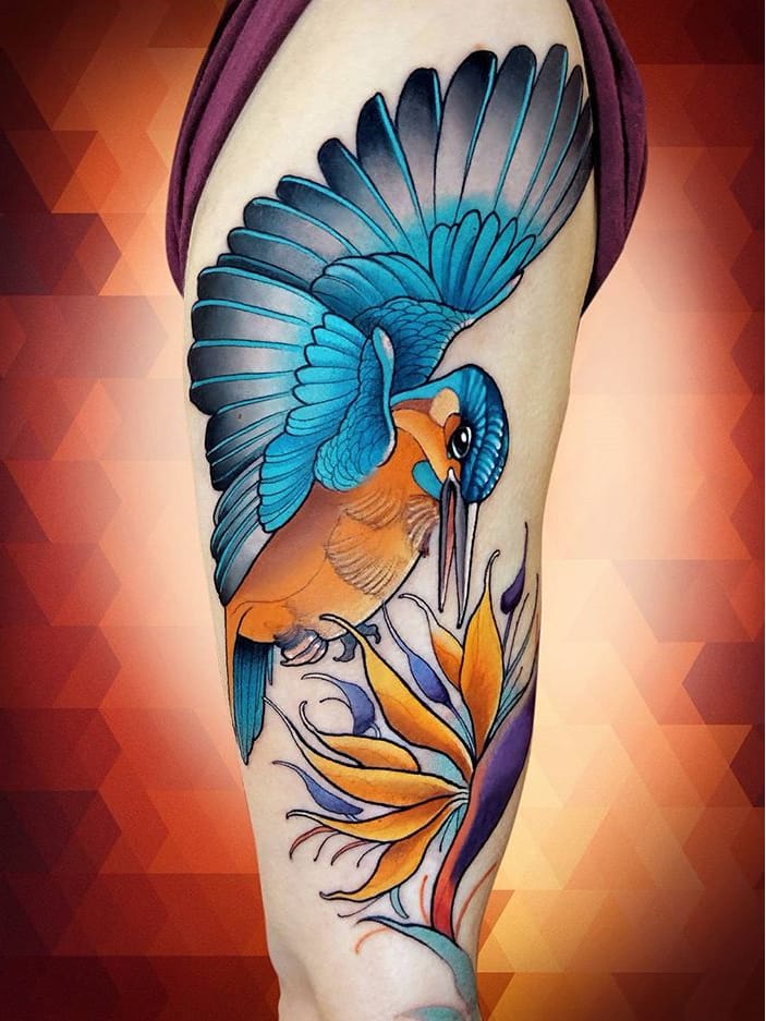 #NiktheRookie #gringo #neotraditional #neotrad #colorido #colorful #ave #passaro #bird #flor #flower #planta #plant