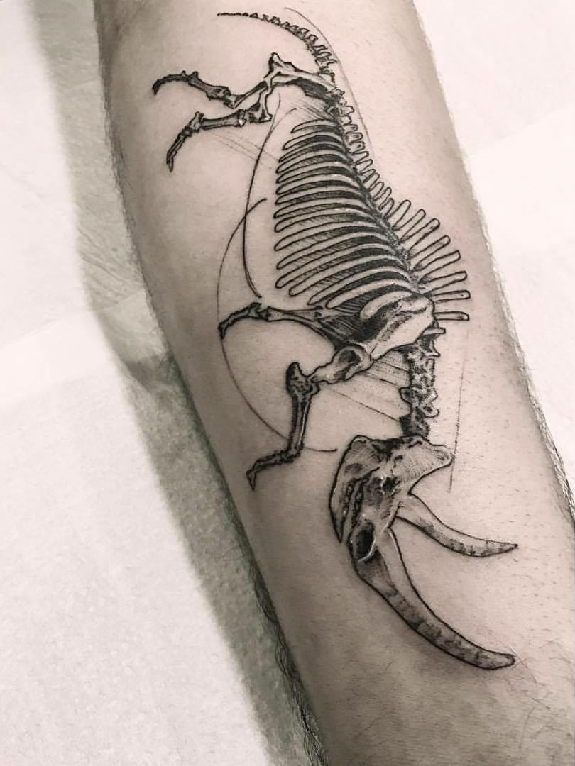 #ChiquinhoGomes #brasil #brazil #brazilianartist #tatuadoresdobrasil #delicate #delicada #blackwork #skeleton #esqueleto #dinossauro #dinosaur #fossil