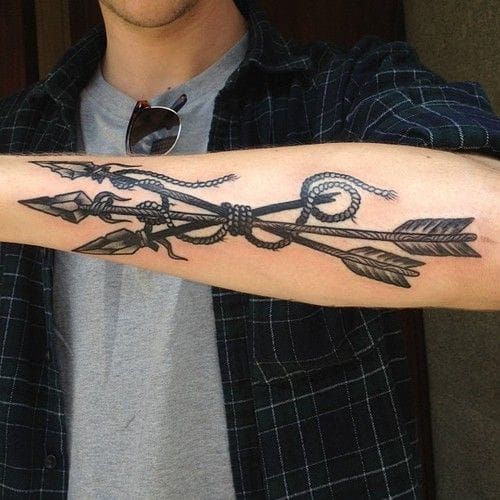 50 Traditional Arrow Tattoo Designs For Men  Archery Ideas  Mens arrow  tattoo Arrow tattoo design Arrow forearm tattoo