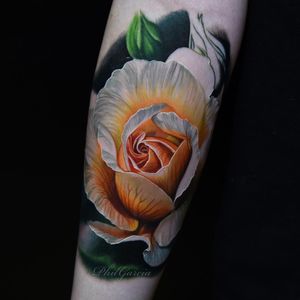 Realistic rose tattoo by Phil Garcia #PhilGarcia #flowertattoos #realism #realistic #hyperrealism #rose #flowers #floral #nature #photorealism #plant #tattoooftheday