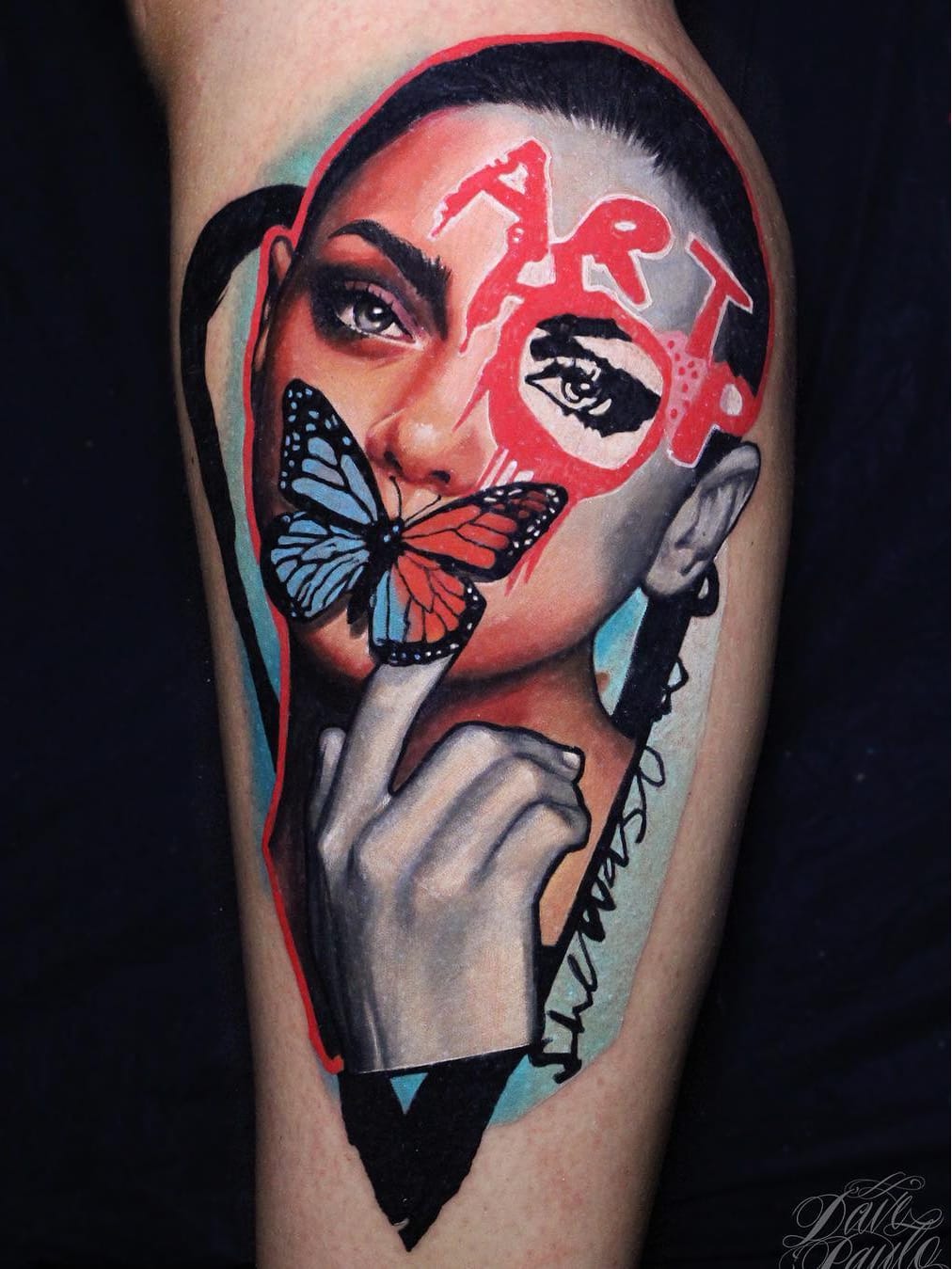 #DavePaulo #gringo #realismo #realism #colorido #colorful #portrait #retrato #colagem #collage #woman #mulher #hand #mao #borboleta #butterfly #pretoecinza #blackandgrey