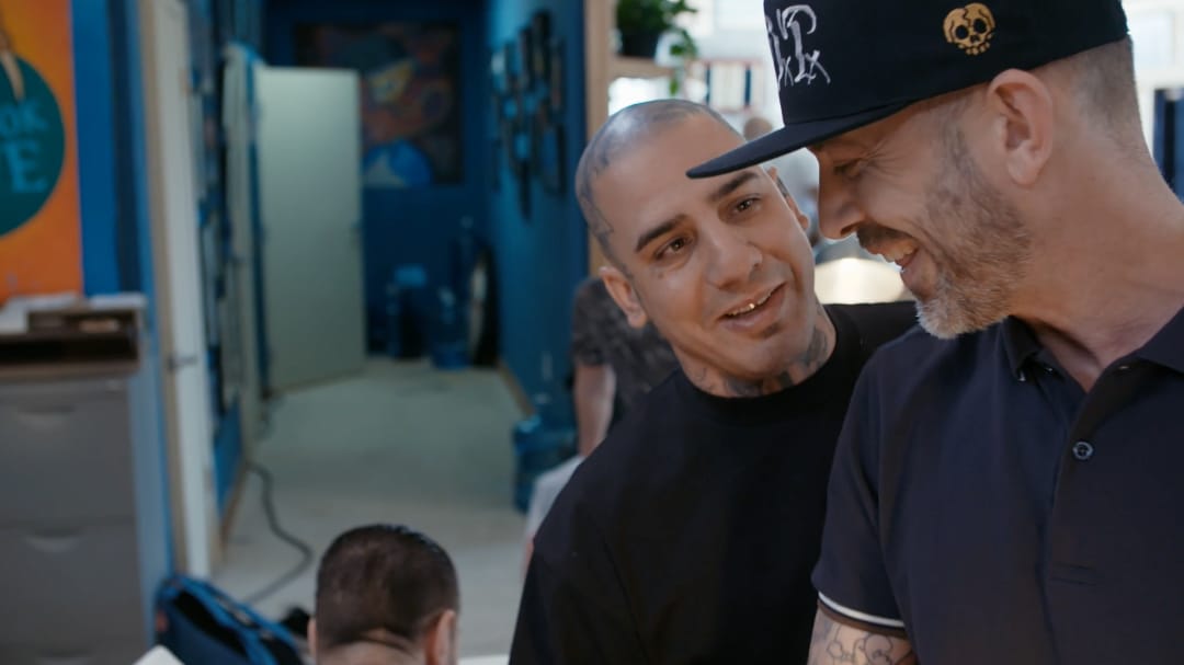 Tommy and Garver #TommyMontoya #ChrisGarver #residentartists #thetattooshop #miami #wynwood #tvseries #facebookwatch