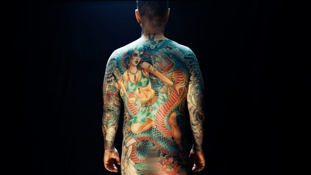 Chris Garver #ChrisGarver #JoeVegas #bodysuit #snake #reptile #lady #warrior #Japanese #color #residentartists #thetattooshop #miami #wynwood #tvseries #facebookwatch