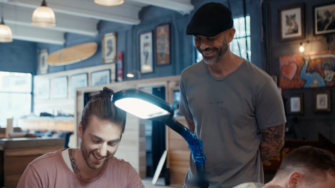 Christopher Henriksen and Chris Garver #ChrisGarver #ChrisopherHenriksen #residentartists #thetattooshop #miami #wynwood #tvseries #facebookwatch