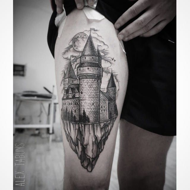 15 Gorgeous Fantasy Castle Tattoos • Tattoodo