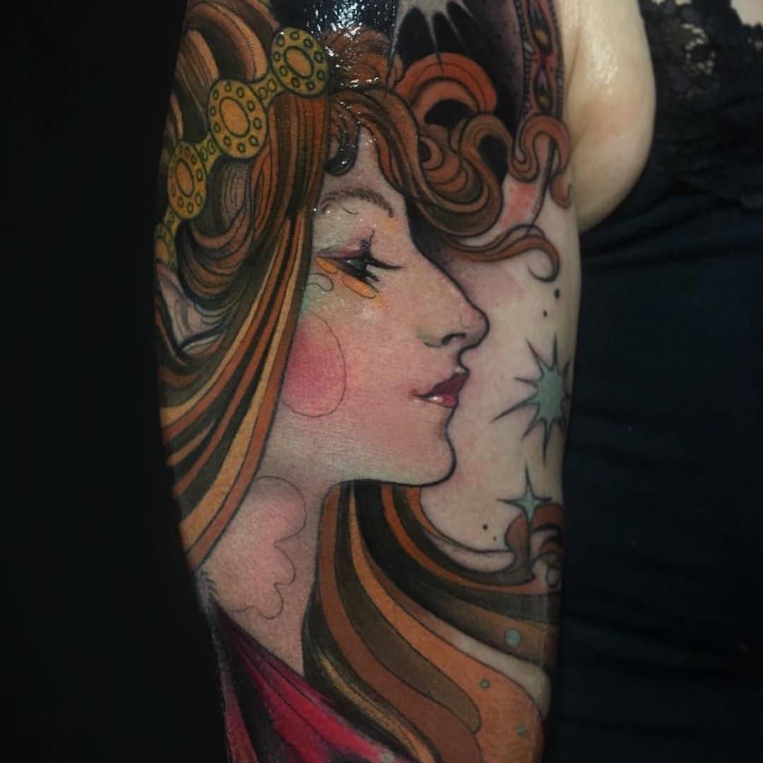 Daydreams Muses and Nature Divine Charming Art Nouveau Tattoos  Tattoodo