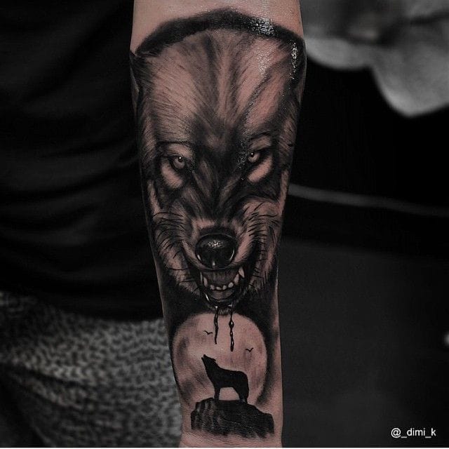 Wolf tattoo, Artist unknown. #wolf #wolftattoo