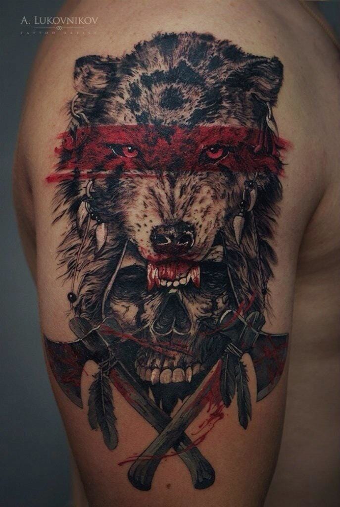 Wolf tattoo, Artist unknown. #wolf #wolftattoo