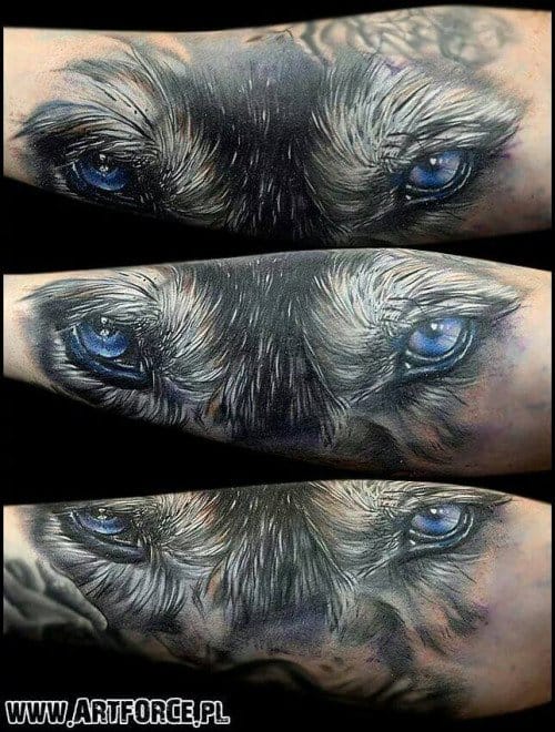 Wolf tattoo, artist unknown. #wolf #wolftattoo