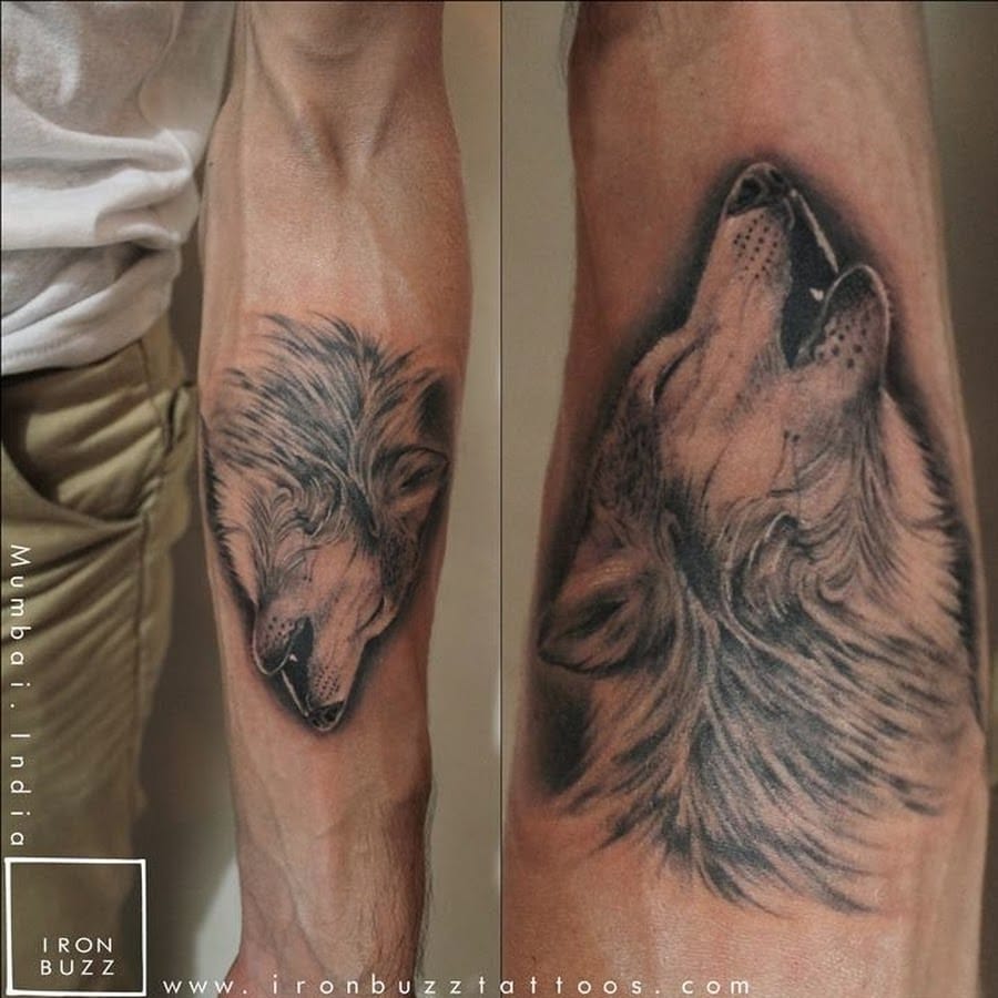Wolf tattoo, artist unknown.