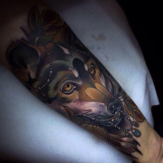 Wolf tattoo by Aniela #wolf #wolftattoo
