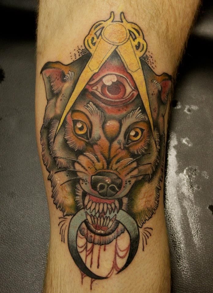 Wolf tattoo by Jeff Gogue #wolf #wolftattoo