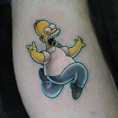Tattoo by Trish Donnelly #TrishDonnelly #thesimpsons #Simpsons #cartoon #newschool #tvshow #tvshowtattoo #color #homersimpson