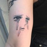 Tattoo by Mick Hee #MickHee #illustrative #surreal #anime #manga #eyes #tears #strange #sadgirl