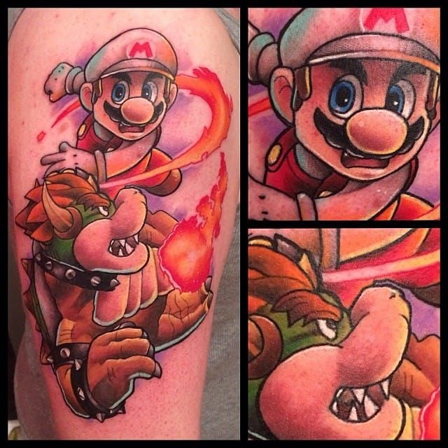 Mario Fires at Bowser in this Awesome Tattoo pic  Global Geek News