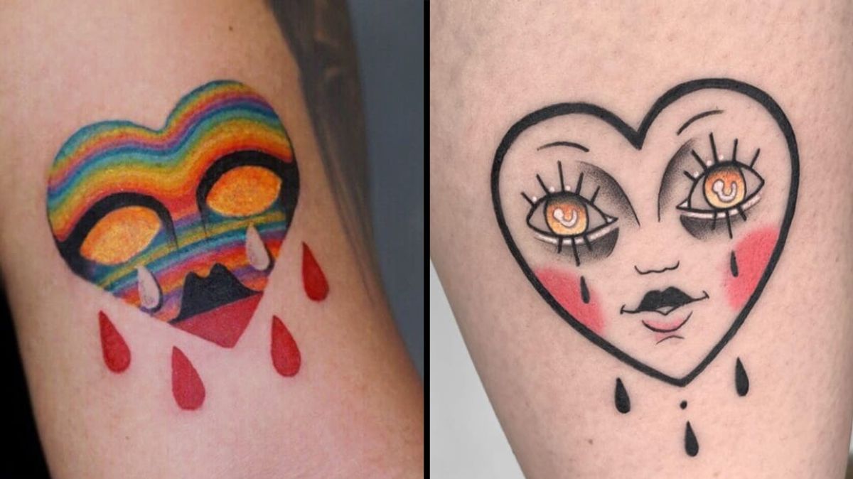 Crying Heart Tattoos Cuz Heartbreak Friggin Hurts Tattoodo