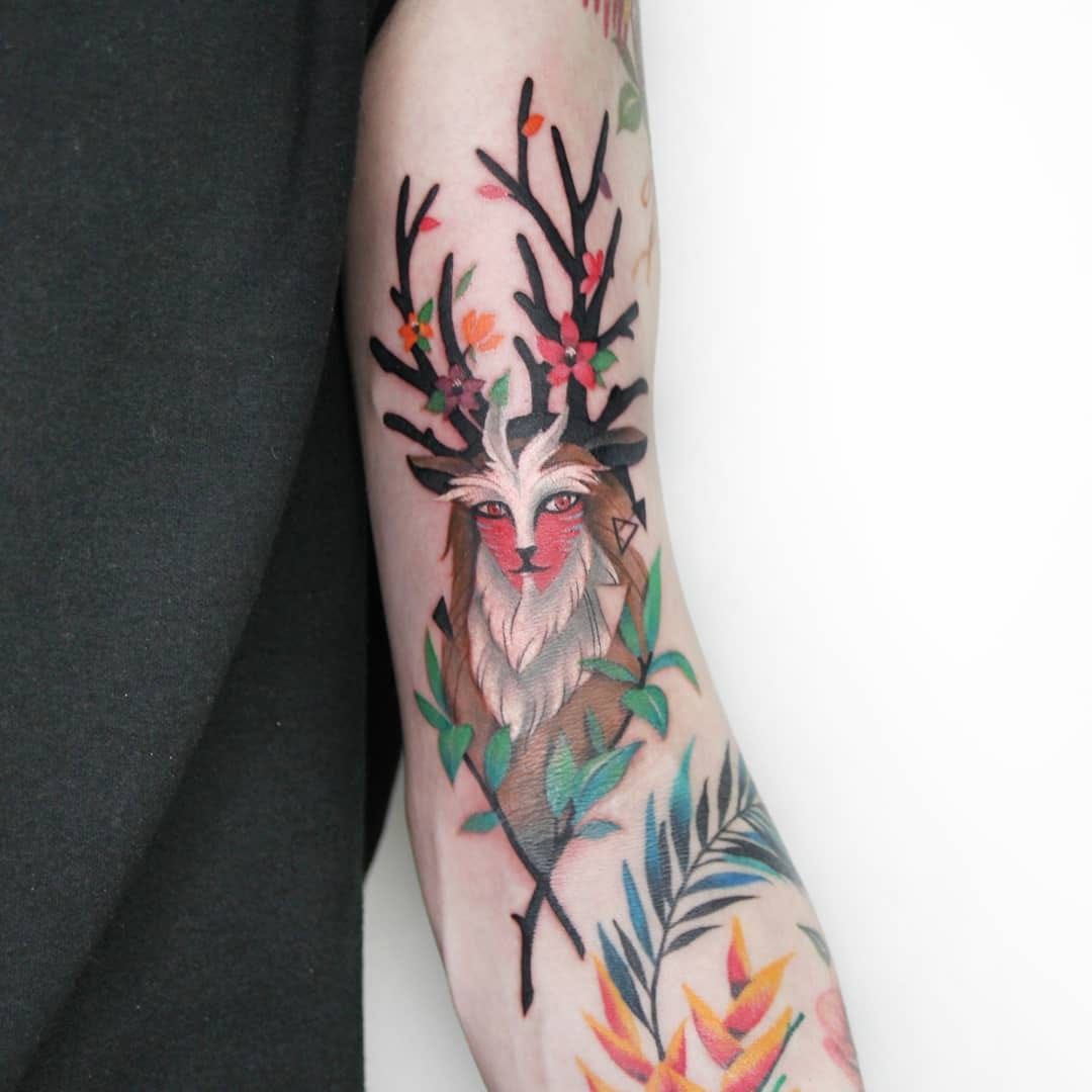 Forest Spirit from Princess Mononoke by Ashley Thomas  Echelon Tattoo in  Midvale UT  rtattoos