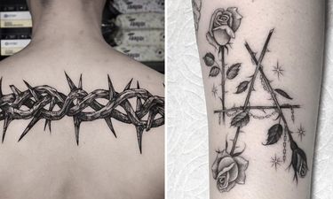 rose bush with thorns tattoo