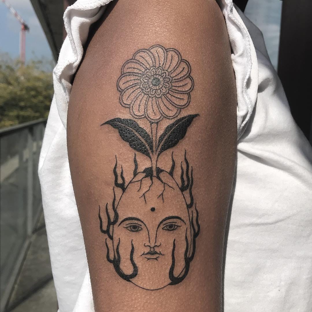 Tattoo by Inaki Aires #InakiAires #blackwork #linework #fineline #surreal #spiritual #illustrative