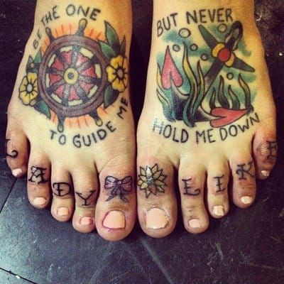 New School Foot Anchor Tattoo by Wanted Tattoo