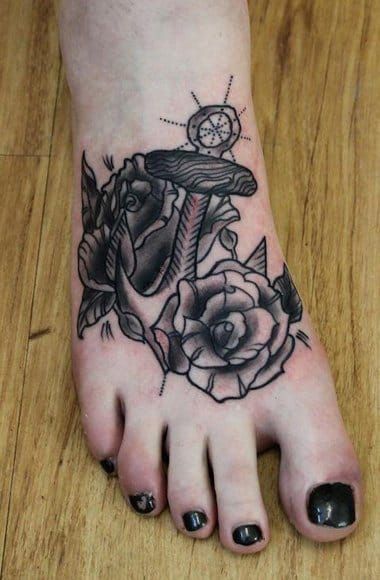 Anchor foot tattoo by Bananas Tattoo