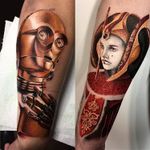 Star Wars tattoo by Daria Stahp #DariaStahp #StarWarstattoos #StarWarstattoo #StarWars #GeorgeLucas #movietattoo #filmtattoo #space #galaxy #scifi #princessamidala #c3po