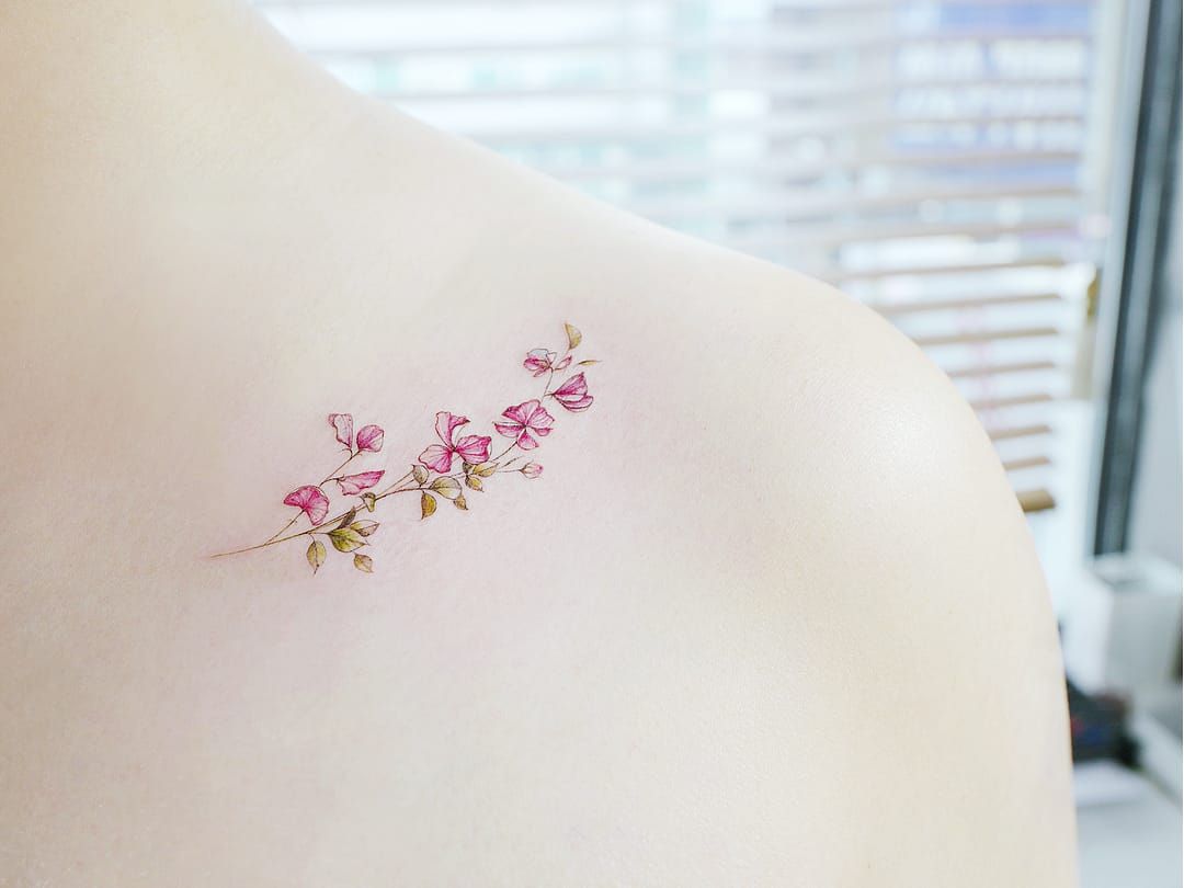 Top 57 Best Sweet Pea Flower Tattoo Ideas  2021 Inspiration Guide   Tattoos for daughters Flower wrist tattoos Flower tattoo