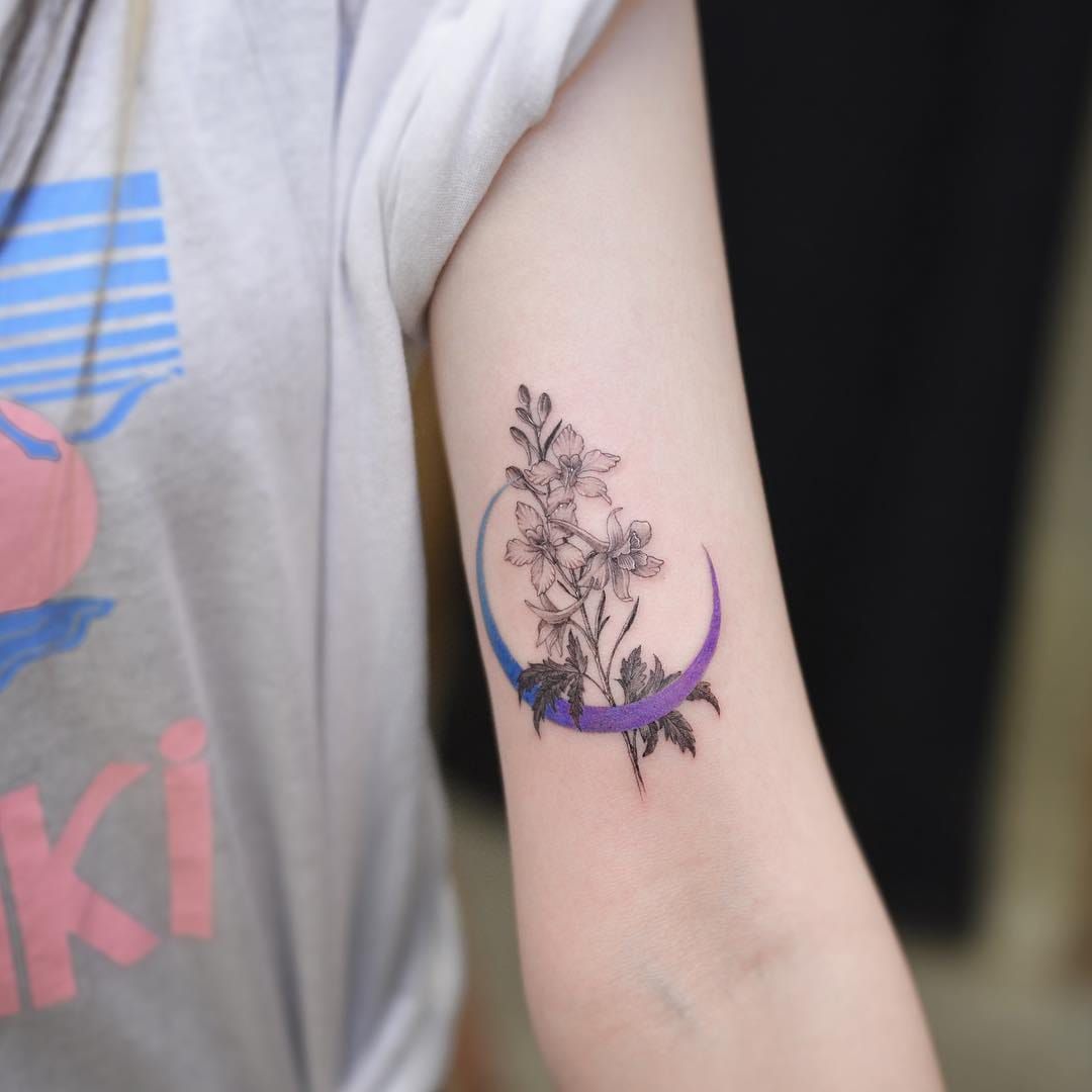 20 Gorgeous Larkspur July Birth Flower Tattoo Ideas