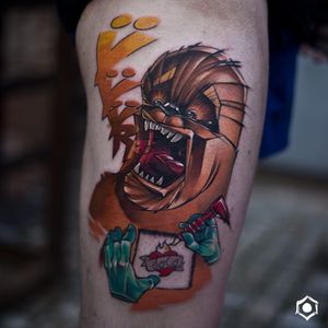 Chewbacca tattoo by Luke Skydrawer #LukeSkydrawer #chewbaccatattoo #chewbacca #starwars #movietattoos #petermayhew #georgelucas #scifi
