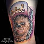 Chewbacca tattoo by Veronika Liddell #VeronikaLiddell #chewbaccatattoo #chewbacca #starwars #movietattoos #petermayhew #georgelucas #scifi