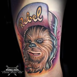 Chewbacca tattoo by Veronika Liddell #VeronikaLiddell #chewbaccatattoo #chewbacca #starwars #movietattoos #petermayhew #georgelucas #scifi
