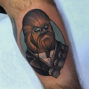 Chewbacca tattoo by Ana Artesana #AnaArtesana #chewbaccatattoo #chewbacca #starwars #movietattoos #petermayhew #georgelucas #scifi