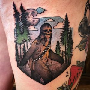 Chewbacca tattoo by Chase Martines #ChaseMartines #chewbaccatattoo #chewbacca #starwars #movietattoos #petermayhew #georgelucas #scifi
