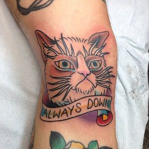 Grumpy Cat tattoo by Vic Savage #VicSavage  #TardarSauce #GrumpyCat #cat #kitty #petportrait #GrumpyCattattoos #GrumpyCattattoo #cattattoo #meme #petportraittattoo #funnytattoo