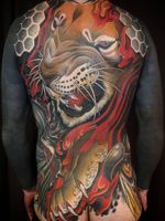 Lion tattoo by Bjorn Liebner #BjornLiebner #lion #backtattoo #neotraditional - Top 10 Cities to Get Tattooed In #Berlin #tattooidea #tattoo #tattooart #vacation #travel #top10 #top10cities #gettattooed