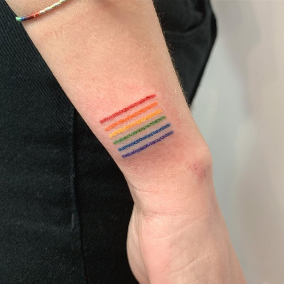 Rainbow tattoo on the wrist