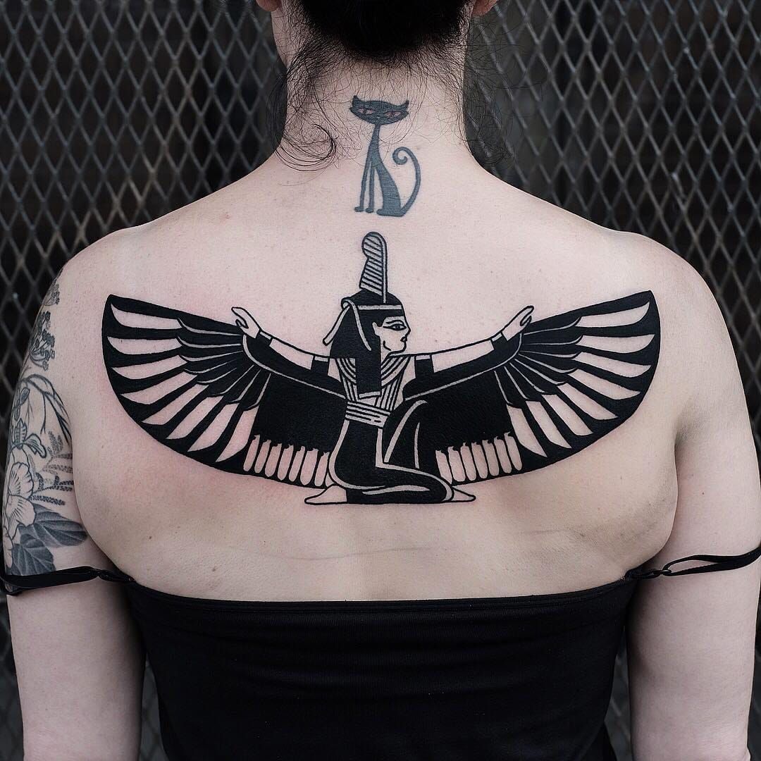 Egyptian Tattoo Design with Wings and Symbols