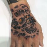 Skull wave tattoo by Justin Weatherholtz #JustinWeatherholtz #kingsAvenue #NewYork #Brooklyn #skull #handtattoo #tattooedtravels #tattooideas #tattooshop #tattoostudio #travel #tattoos