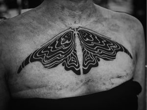 Blackwork chest tattoo by Damien J Thorn #DamienJThorn #blackwork #Japanese #Japaneseinspired #neojapanese #linework #illustrative #tribal #neotribal #darkart